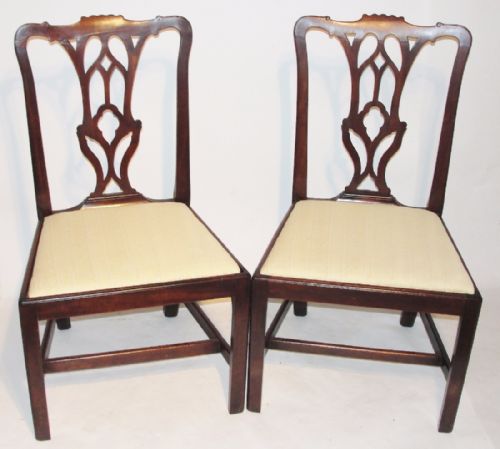 Pair Georgian Mahogany Side Chairs. Circa 1765