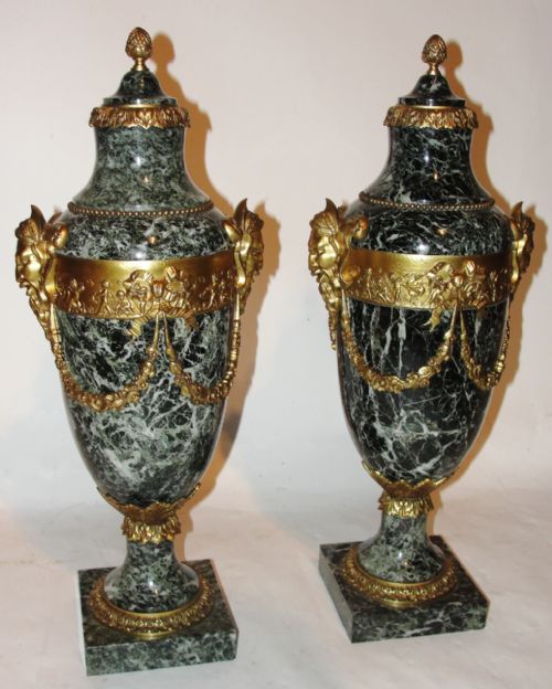 Large Pair Victorian Marble & Ormolu Cassoulets. Circa 1880