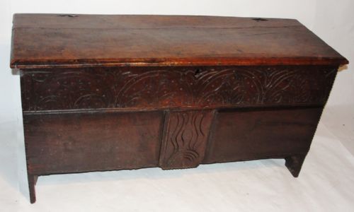 17th. Century Carved Oak Coffer. Circa 1660