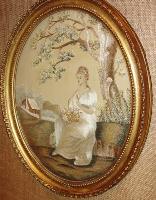 Georgian Silk Picture. Circa 1820