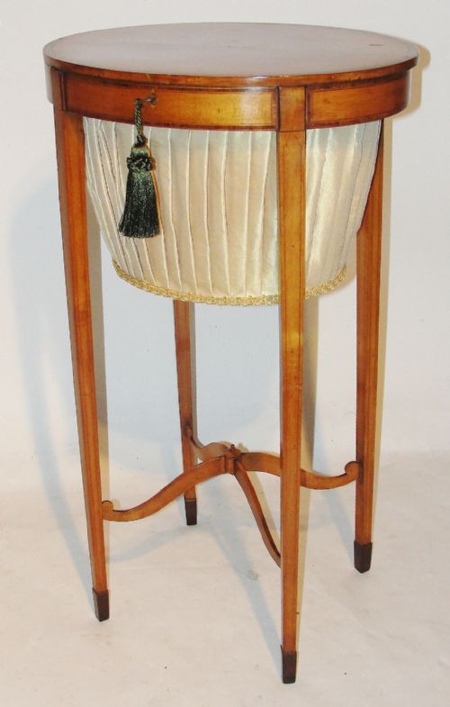 Sheraton Satinwood Oval Work Table. Circa 1790