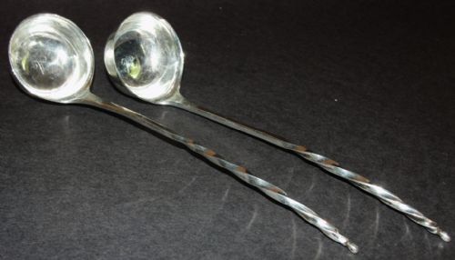 Pair Georgian Edinburgh Silver Toddy Ladles. Circa 1805