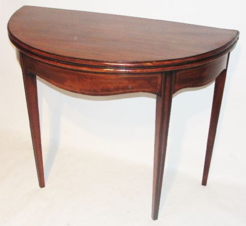 Scottish Sheraton Mahogany Half Round Tea Table. Circa 1790
