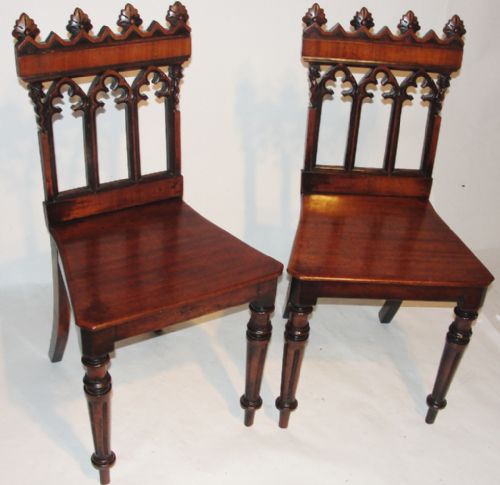 Pair Regency Mahogany Hall Chairs. Circa 1830