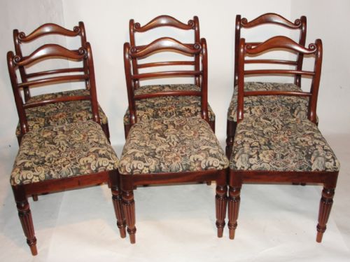 Set Six Regency Mahogany Dining Chairs. Circa 1830