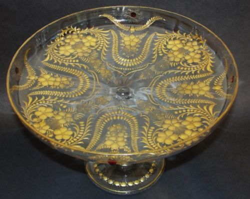 Victorian Gilded Glass Tazza. Circa 1870
