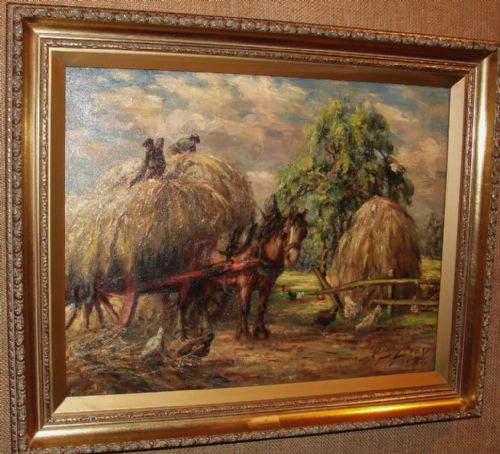 Hay Wain at Taybank. Oil by J.c.gray of Dundee 1906