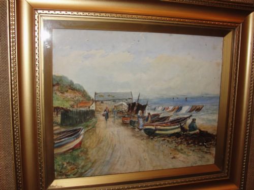 Scottish Watercolour 'Fishing Village by John Copland. Circa 1910