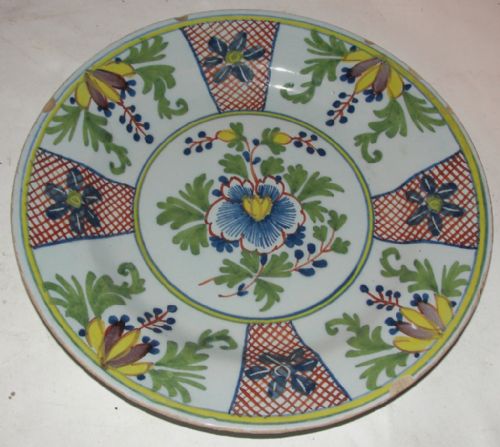 18th. Century Lambeth Delft Plate. Circa 1770