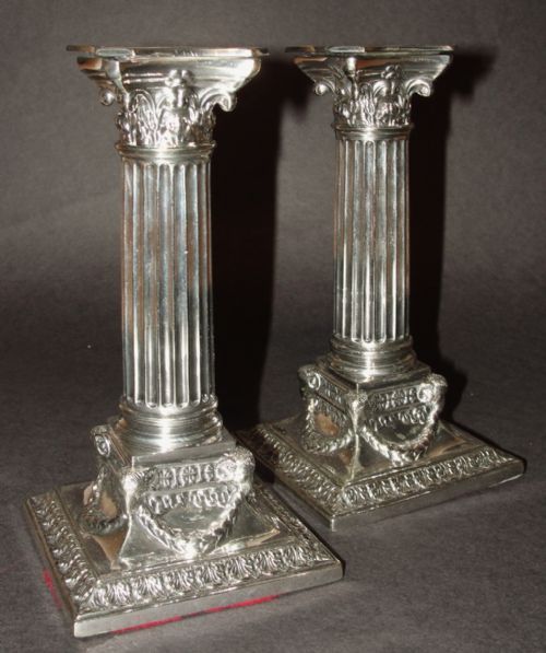 Pair Victorian Silver Plated Candlesticks. Circa 1880