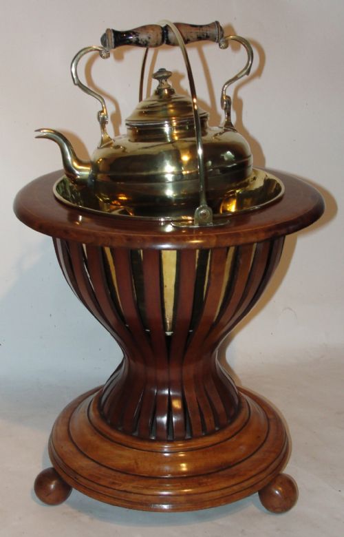 Early 19th. Century Dutch Mahogany Tea Bucket with Kettle & Burner