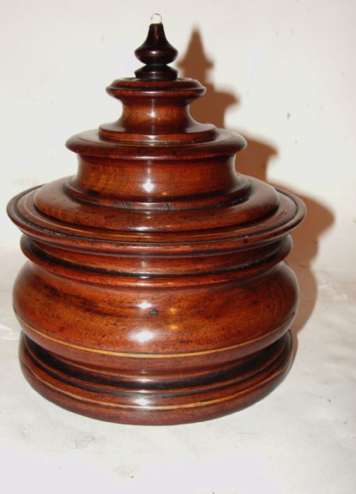 Georgian Dutch Turned Mahogany Tobacco Box. Circa 1800