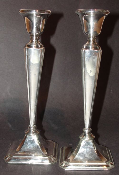 Pair Weighted Silver Candlestick. 1919