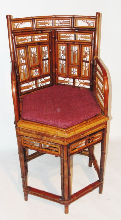 Regency Chinese Export Bamboo Elbow Chair. Circa 1815