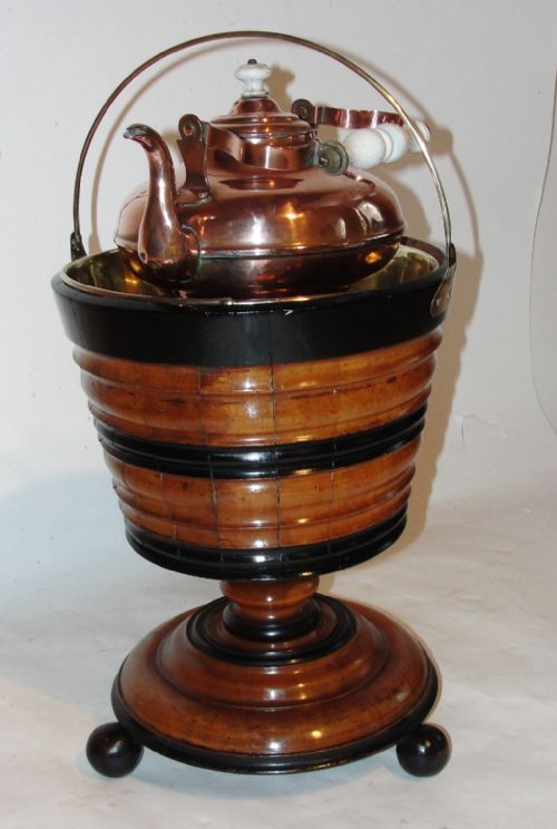 Georgian Dutch Turned Tea Bucket Complete with Kettle. Circa 1810