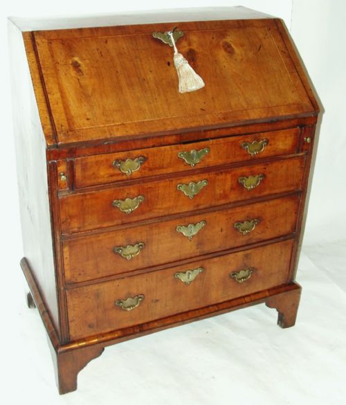 Small George II Walnut Bureau. Circa 1740