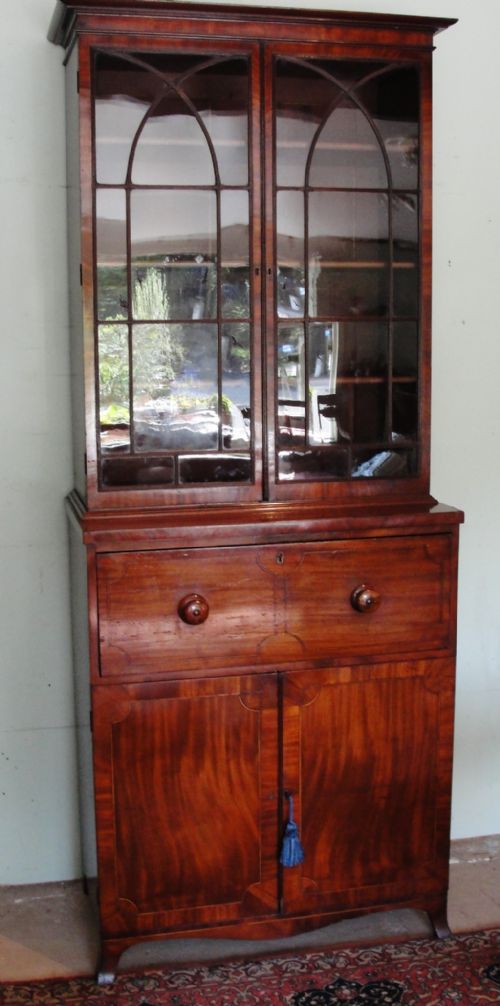Small Georgian Mahogany Secretaire Bookcase. Circa 1810