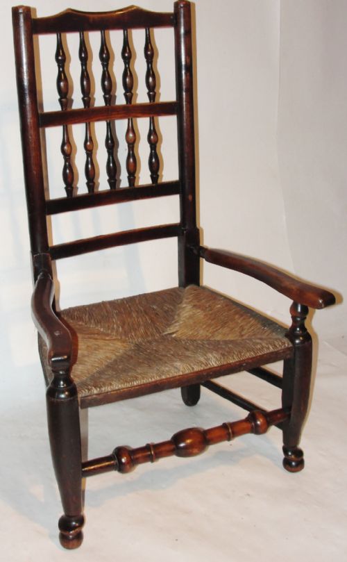 Georgian Spindle Back Elm Nursing Chair. Circa 1800