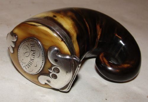 Scottish Georgian Silver Mount Ram's Horn Snuff Mull. Circa 1820