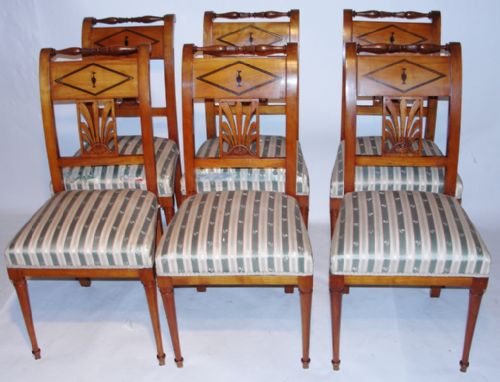 Set 6 Swedish Empire Dining Chairs Circa 1820