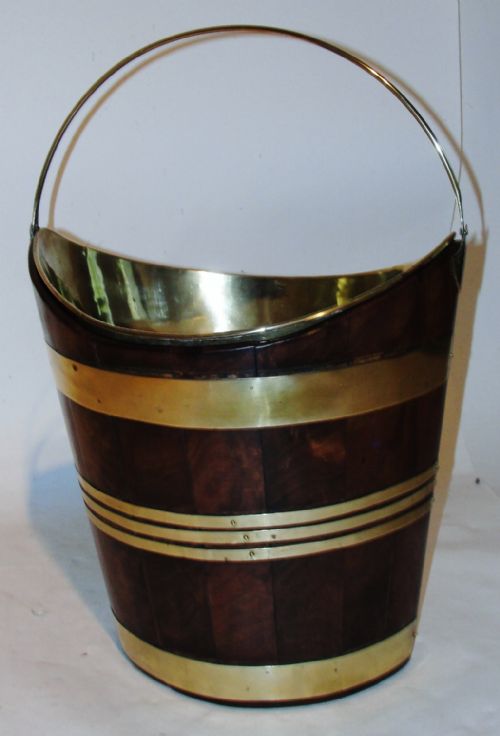 Georgian Mahogany Brass Bound Boat Shaped Bucket. Circa 1785