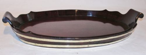 Georgian Mahogany Oval Brass Bound Tray. Circa 1800