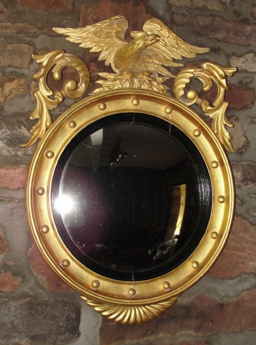 Late Regency Gilt Convex Mirror. Circa 1830
