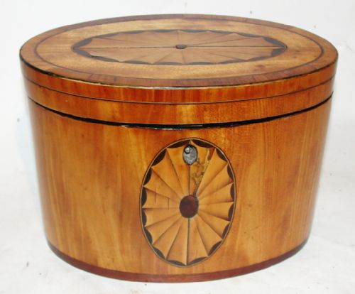 Georgian Oval Satinwood Caddy Box. Circa 1790