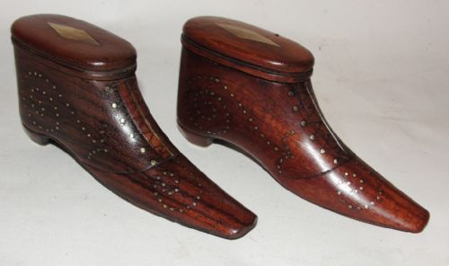 Pair Georgian Mahogany Snuff Shoes. Circa 1830