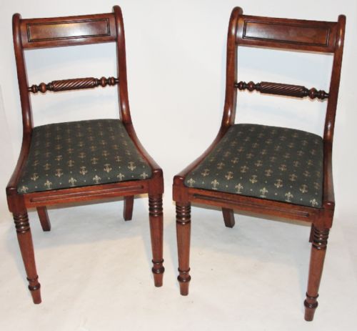 Pair Regency Mahogany Side Chairs. Circa 1820