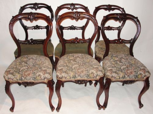 Set 6 Victorian Rosewood Dining Chairs. Circa 1845