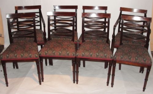 Set 8 Georgian Mahogany Dining Chairs. 2 Elbows. Circa 1820