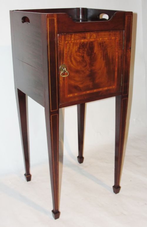 Georgian Style Mahogany and Inlaid Bedside Cabinet. Circa 1880