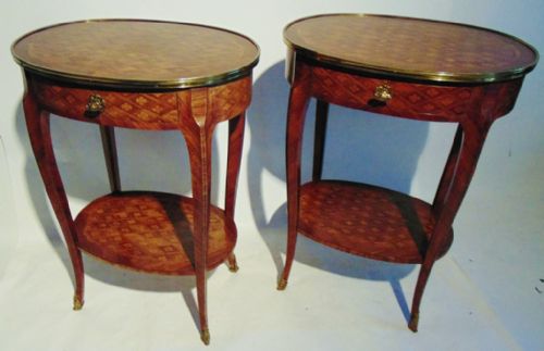 Pair Victorian Inlaid Kingwood Tables. Circa 1870