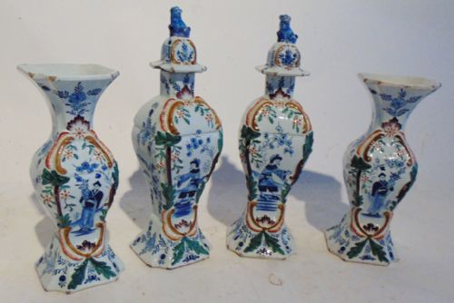 Set Four Dutch Delft Vases. Circa 1770