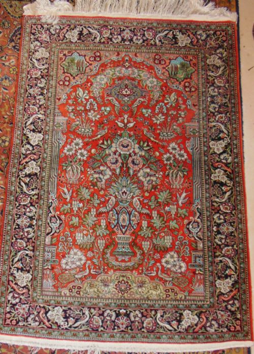 Persian Quum All Silk Rug. Circa 1930