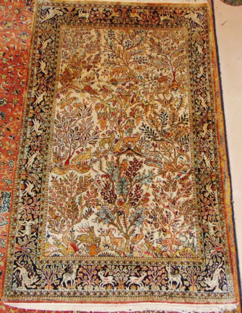 Superb Persian Silk Quum Rug. Circa 1930