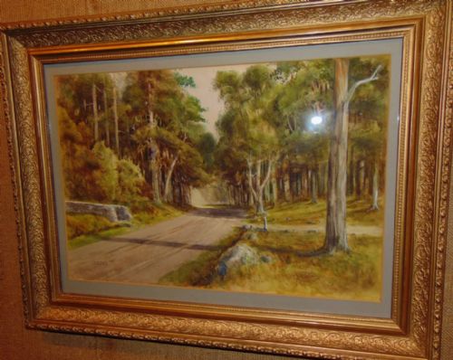 Victorian Watercolour Country Lane by H.enfield. 1895