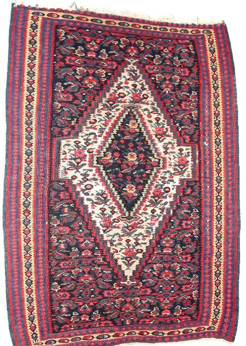 Antique Persian Senha Kelim Rug. Circa 1900