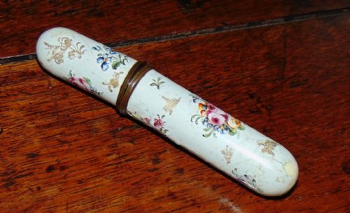 Georgian Battesea Enamel Bodkin Case Circa 1775