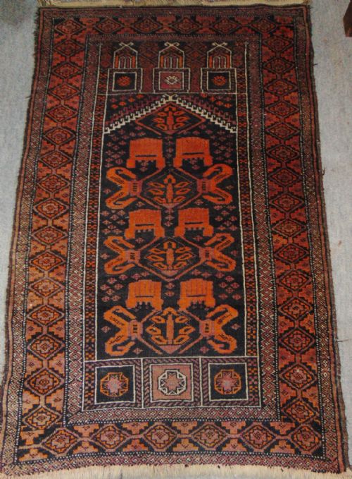 Antique Persian Balouche Prayer Rug. Circa 1925