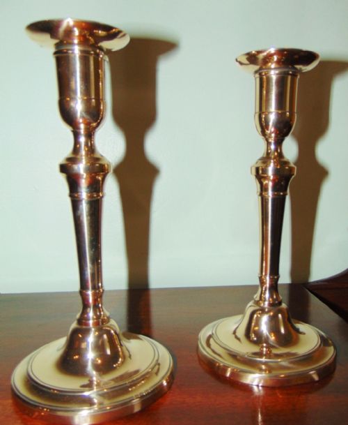 Pair Georgian Brass Candlesticks. Circa 1800
