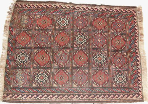 Rare Soumac Marriage Rug. Circa 1890