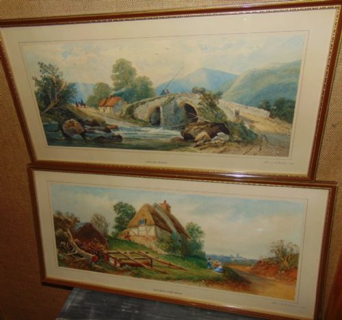 Pair Watercolours Wales. Dated 1869