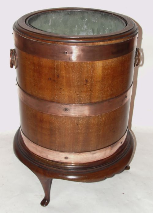 Edwardian Mahogany Coopered Jardiniere. Circa 1905