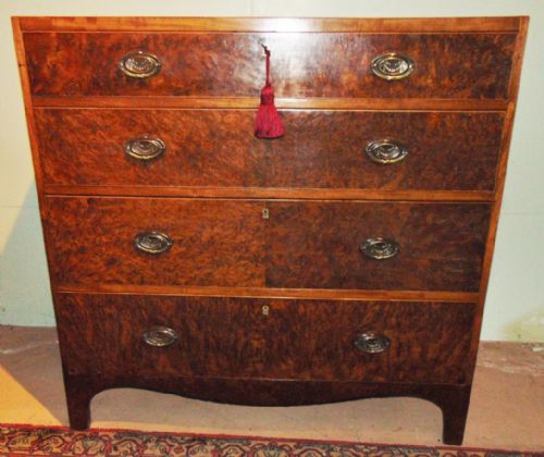 Georgian Yew and Mahogany Chest of Drawers. Circa 1800