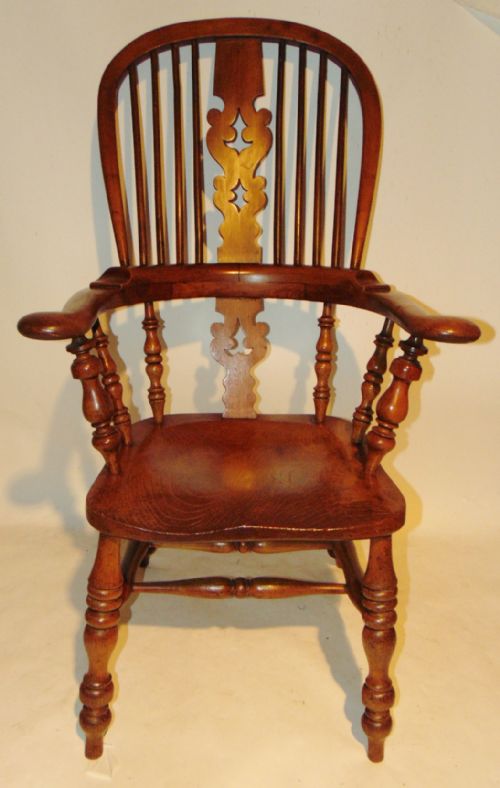 Chunky Yorkshire Fruitwood Windsor Chair, Circa 1850