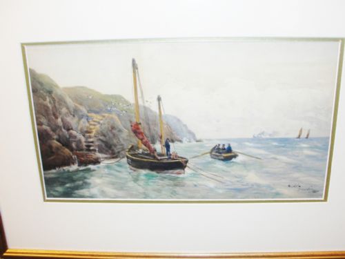 Edwardian Watercolour May Isle by David Martin. Circa 1910