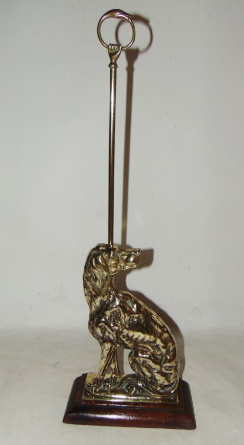 Victorian Brass Door Stop as Seated Dog. Circa 1850