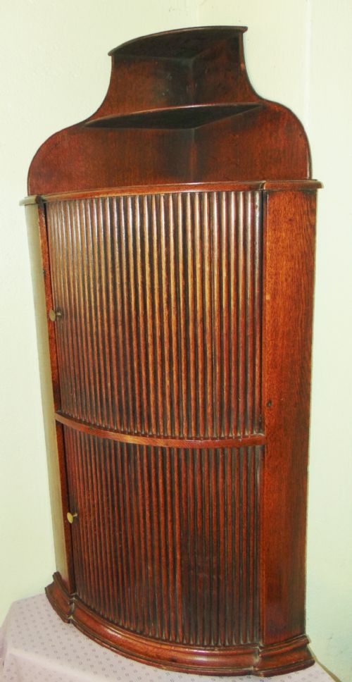 Dutch Oak Bow Fronted Hanging Corner Cabinet Circa 1780